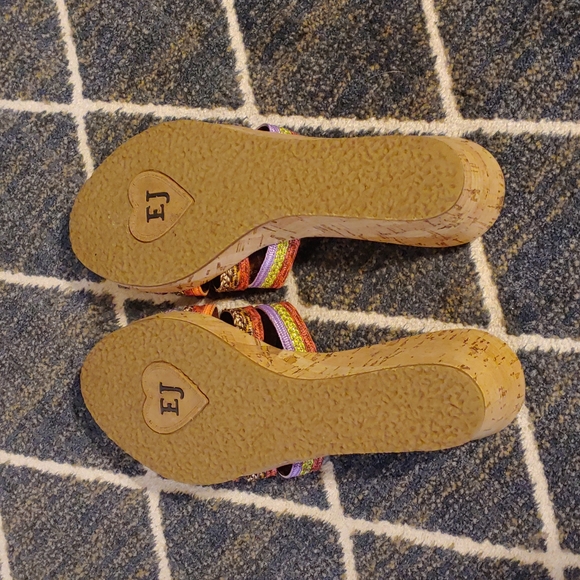 Eric Javits - Multi colored wedge cork sandals - Picture 2 of 7